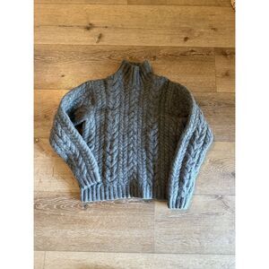 Polo Ralph Lauren 100% Lambswool Chunky Hand Knit Sweater Gray Adult sz L Shrunk